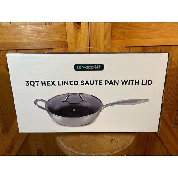 Servappetit 3QT Hex Lined Saute Pan With Lid new in open box - Picture 4 of 10